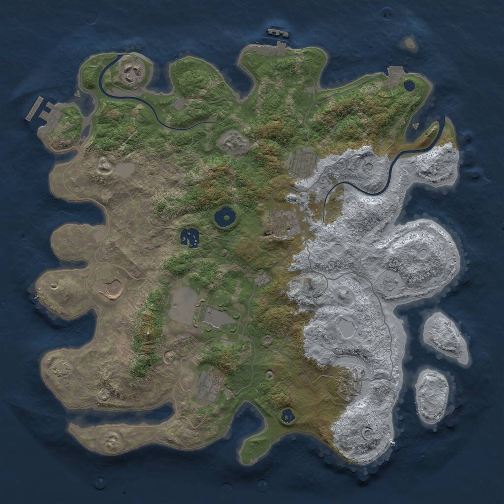 Rust Map: Procedural Map, Size: 3750, Seed: 202136951, 14 Monuments