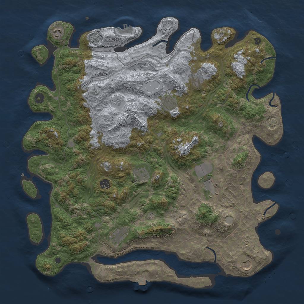 Rust Map: Procedural Map, Size: 4500, Seed: 994578490, 16 Monuments