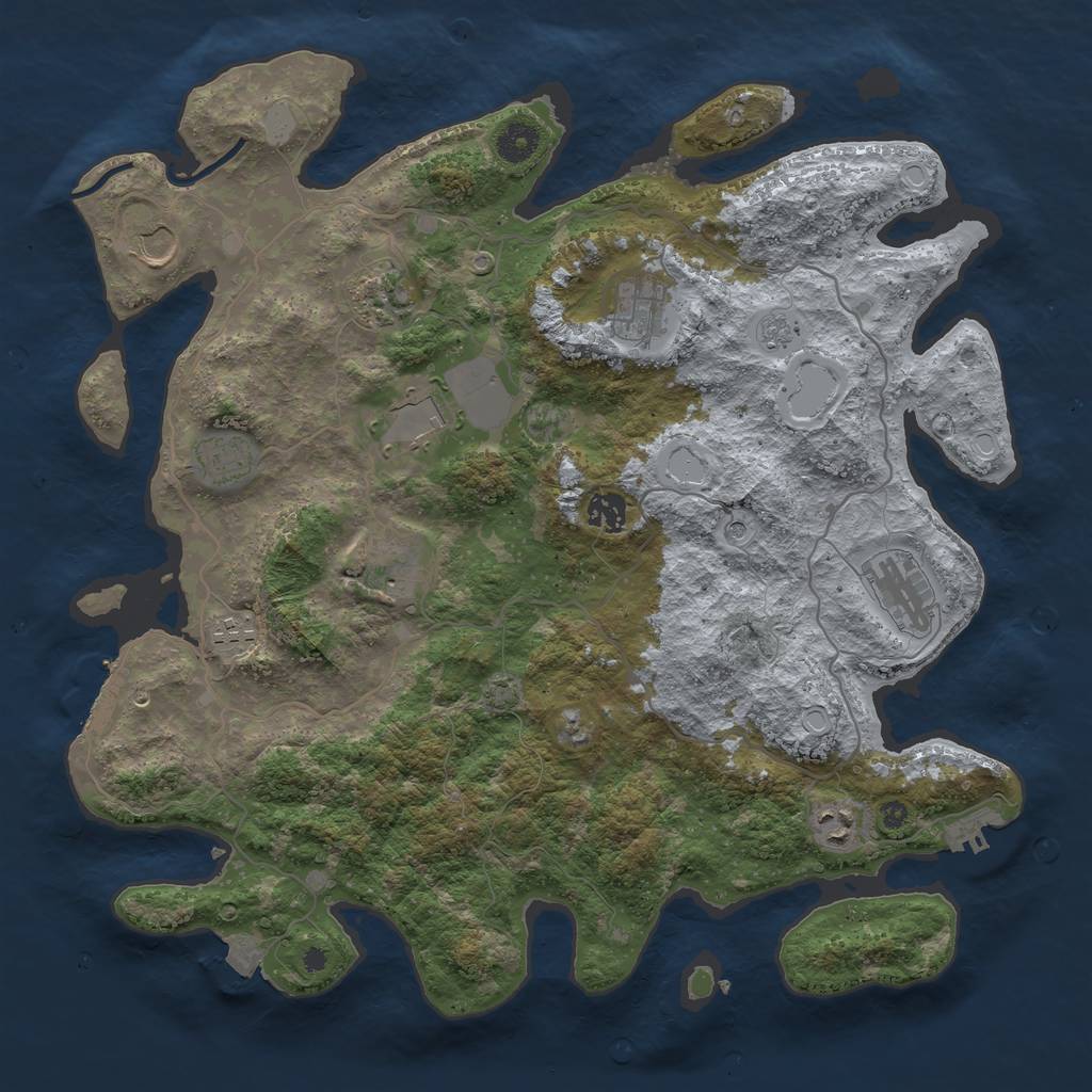 Rust Map: Procedural Map, Size: 4000, Seed: 1491058608, 18 Monuments