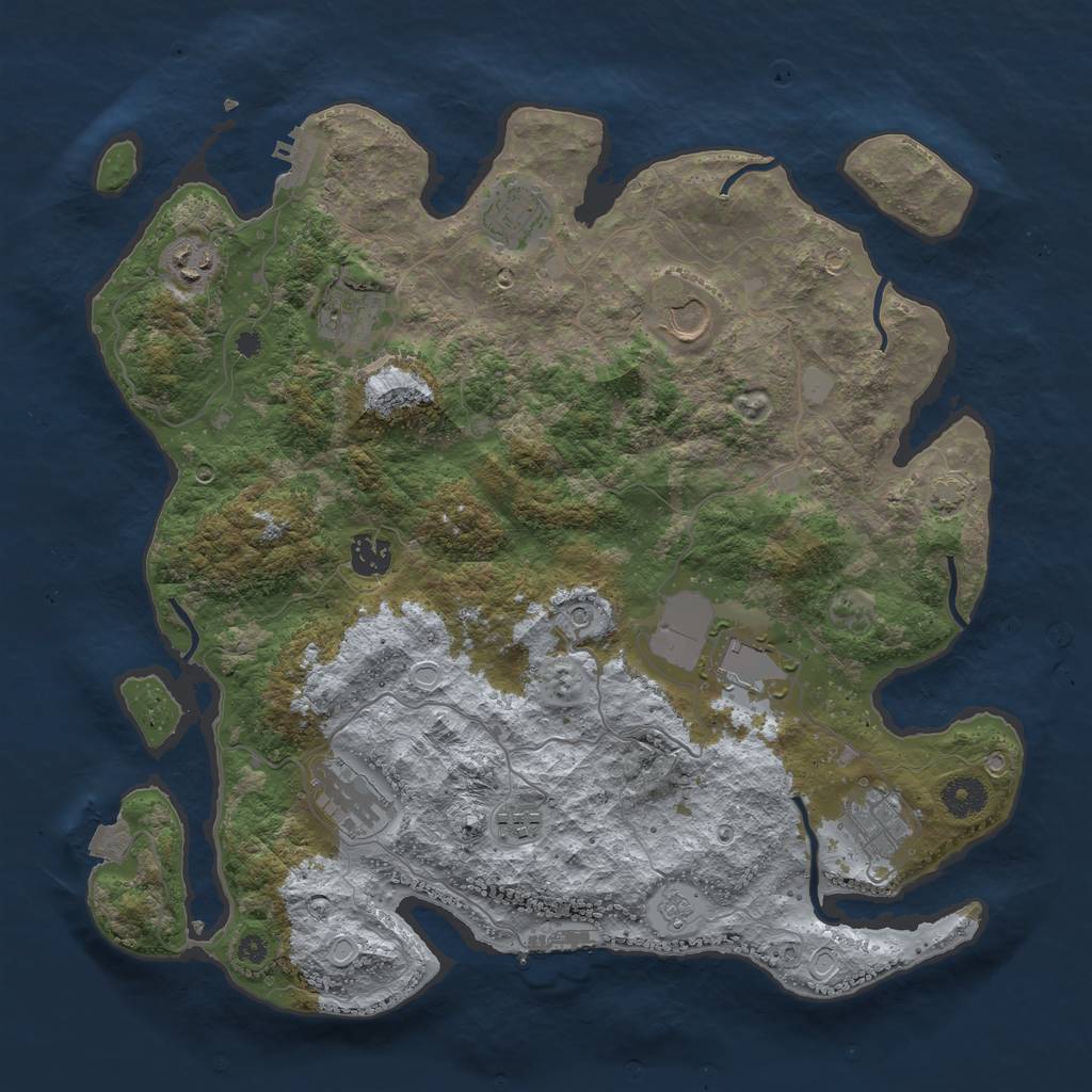 Rust Map: Procedural Map, Size: 3850, Seed: 901939584, 17 Monuments