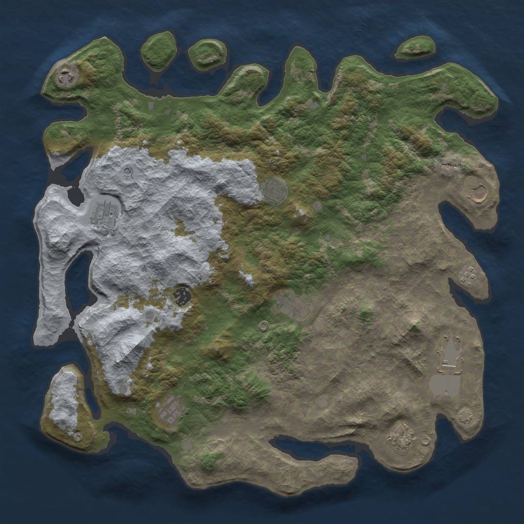 Rust Map: Barren, Size: 4500, Seed: 6739, 14 Monuments