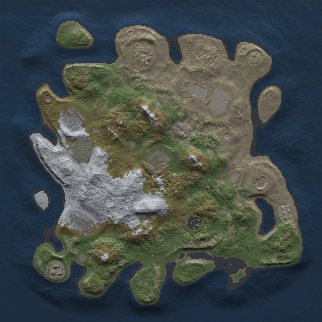Rust Map: Barren, Size: 3500, Seed: 6707813, 14 Monuments