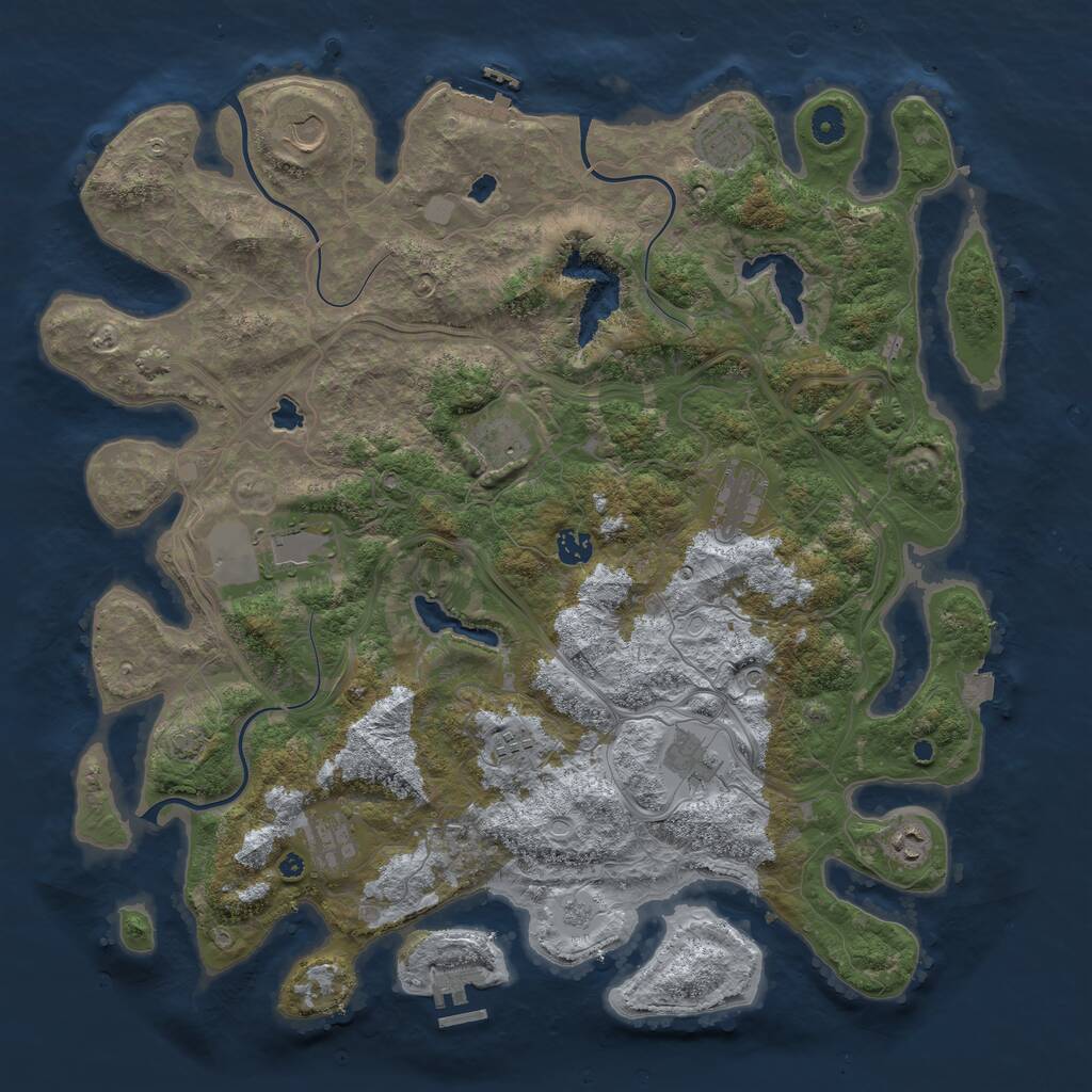 Rust Map: Procedural Map, Size: 4500, Seed: 726424709, 16 Monuments