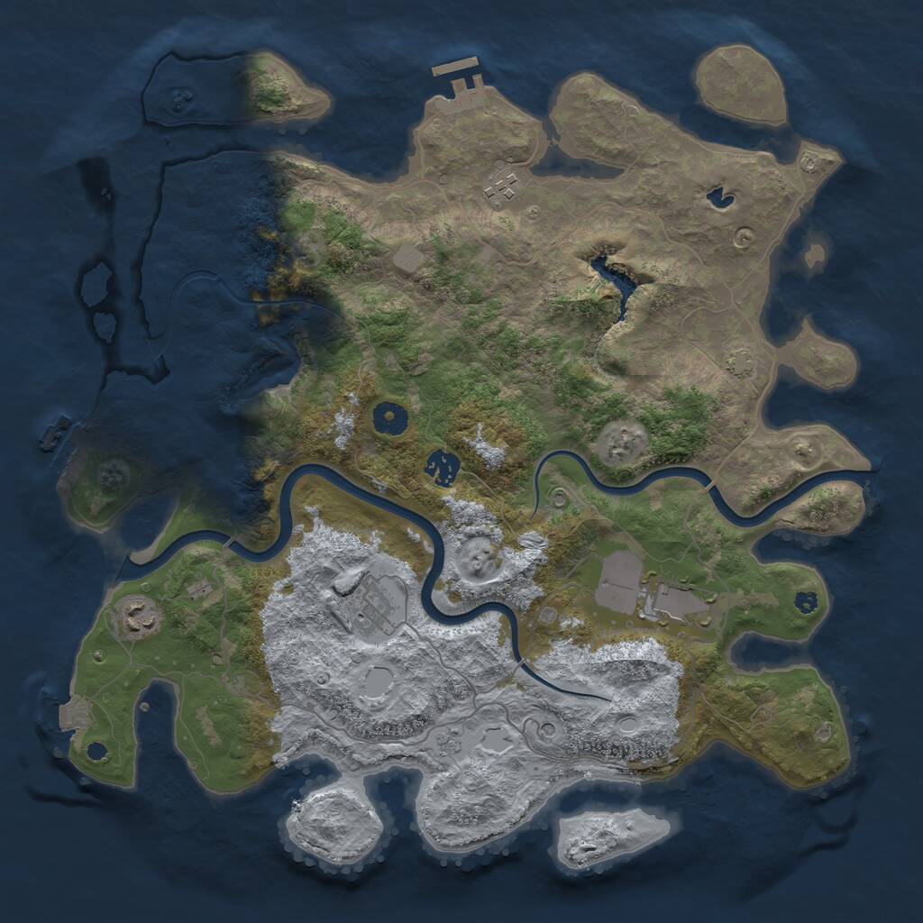 Rust Map: Procedural Map, Size: 4000, Seed: 1197356247, 11 Monuments
