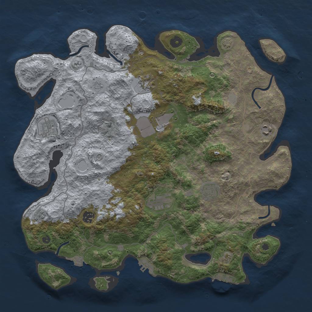 Rust Map: Procedural Map, Size: 4000, Seed: 932991447, 16 Monuments