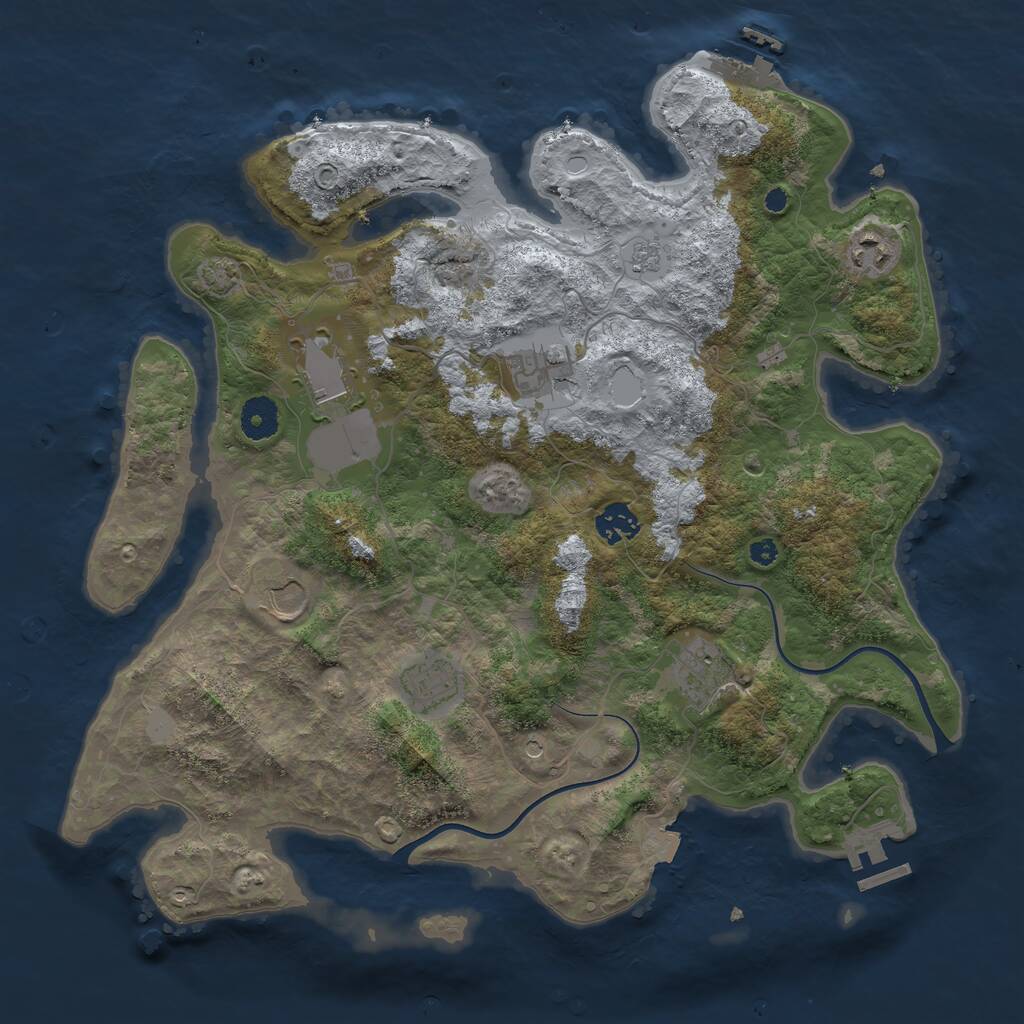 Rust Map: Procedural Map, Size: 3750, Seed: 277427478, 13 Monuments