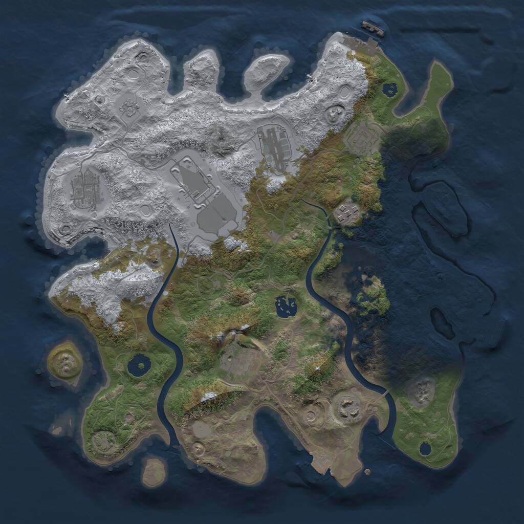 Rust Map: Procedural Map, Size: 3500, Seed: 1036155569, 15 Monuments