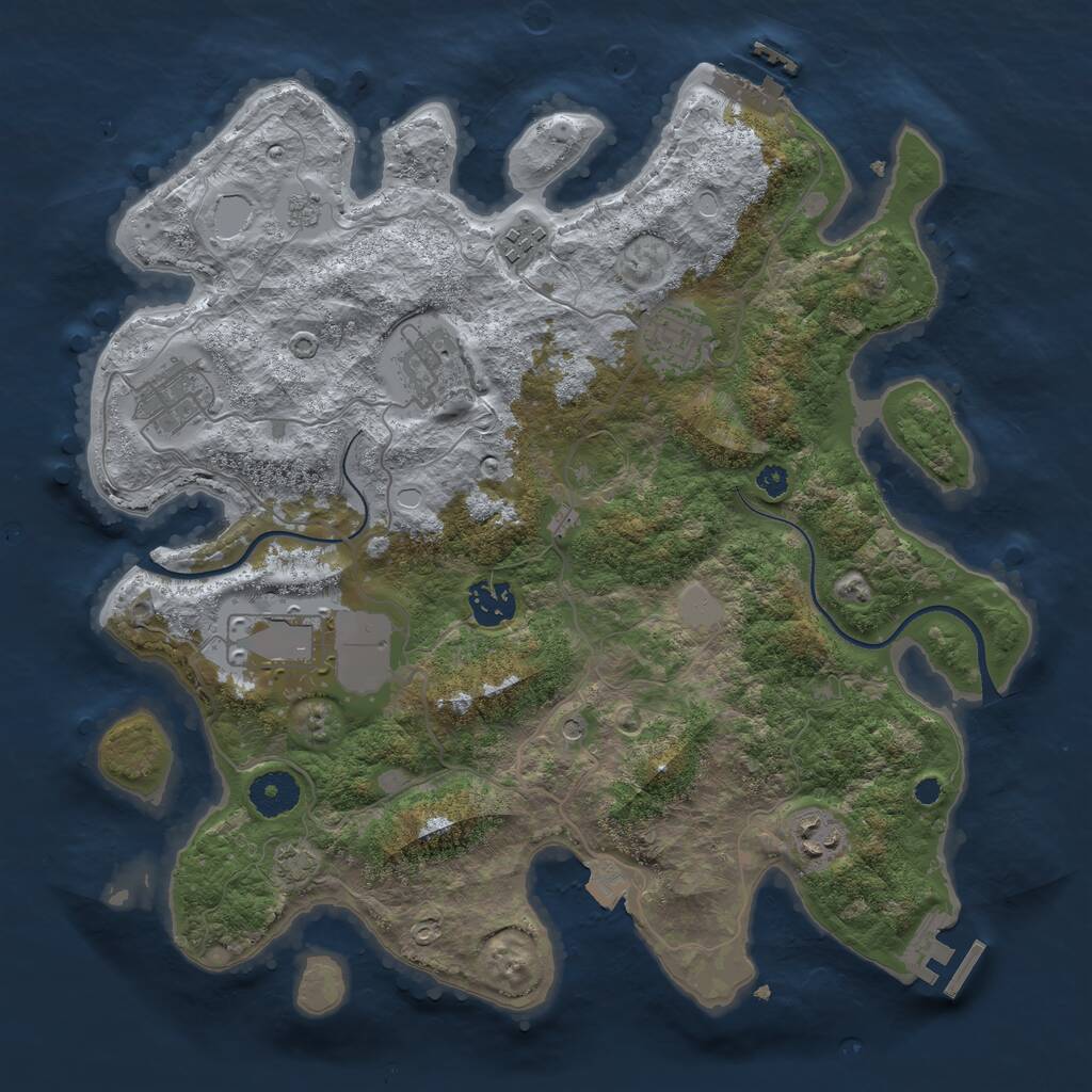 Rust Map: Procedural Map, Size: 3500, Seed: 1036155569, 13 Monuments