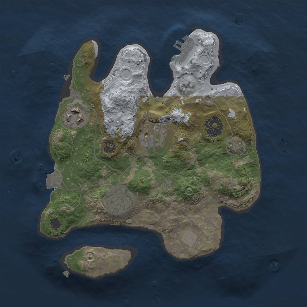 Rust Map: Procedural Map, Size: 2400, Seed: 1459662281, 8 Monuments