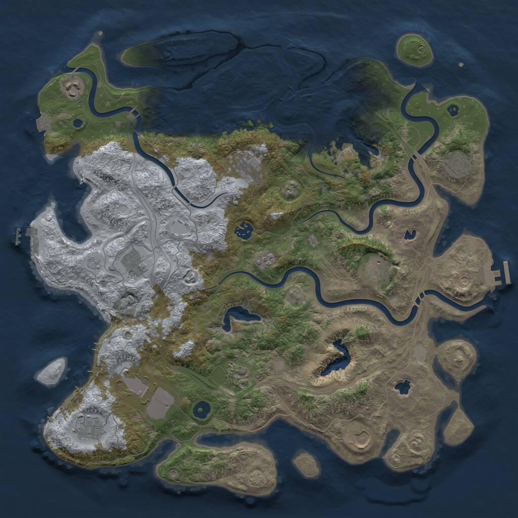 Rust Map: Procedural Map, Size: 4500, Seed: 1020574310, 17 Monuments