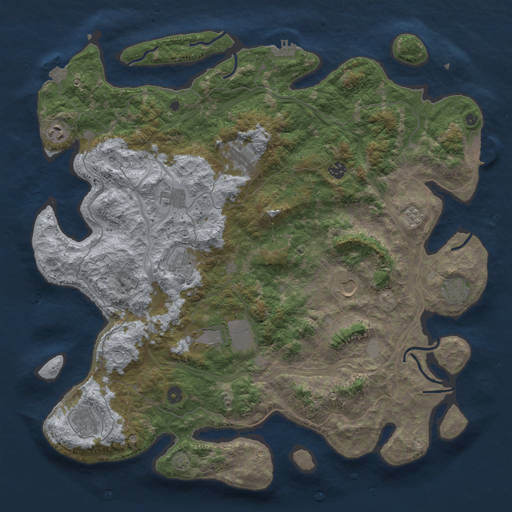 Rust Map: Procedural Map, Size: 4500, Seed: 1020574310, 18 Monuments
