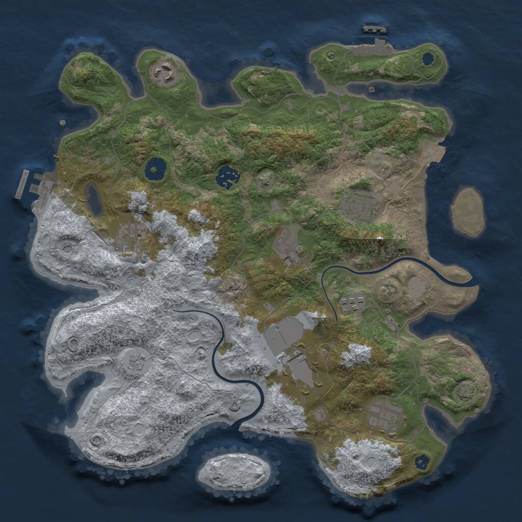 Rust Map: Procedural Map, Size: 3500, Seed: 453824989, 14 Monuments