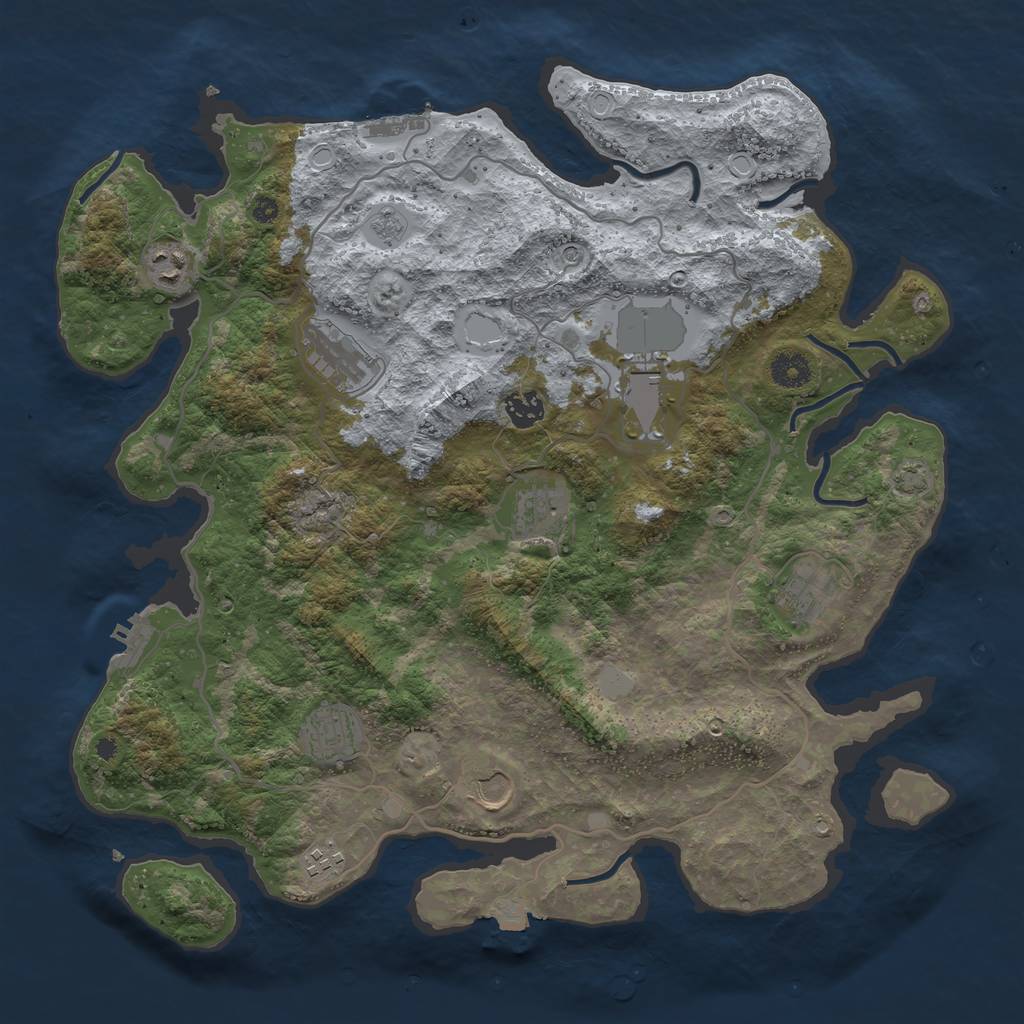 Rust Map: Procedural Map, Size: 4000, Seed: 2019696132, 17 Monuments