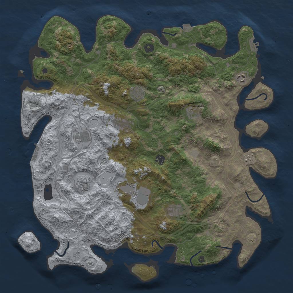 Rust Map: Procedural Map, Size: 4500, Seed: 808073916, 18 Monuments