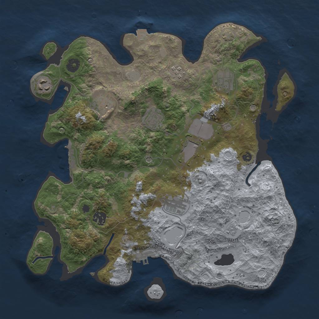 Rust Map: Procedural Map, Size: 3500, Seed: 984788407, 16 Monuments
