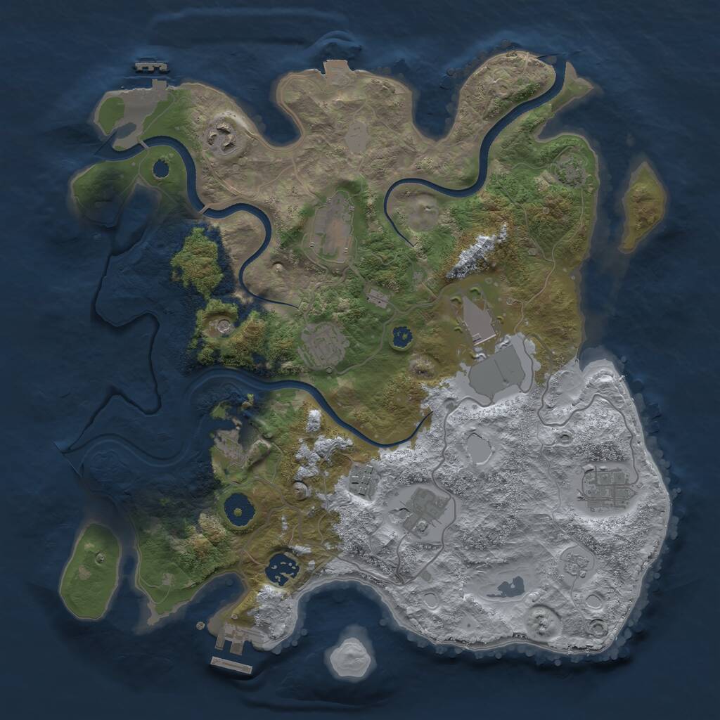 Rust Map: Procedural Map, Size: 3500, Seed: 984788407, 15 Monuments