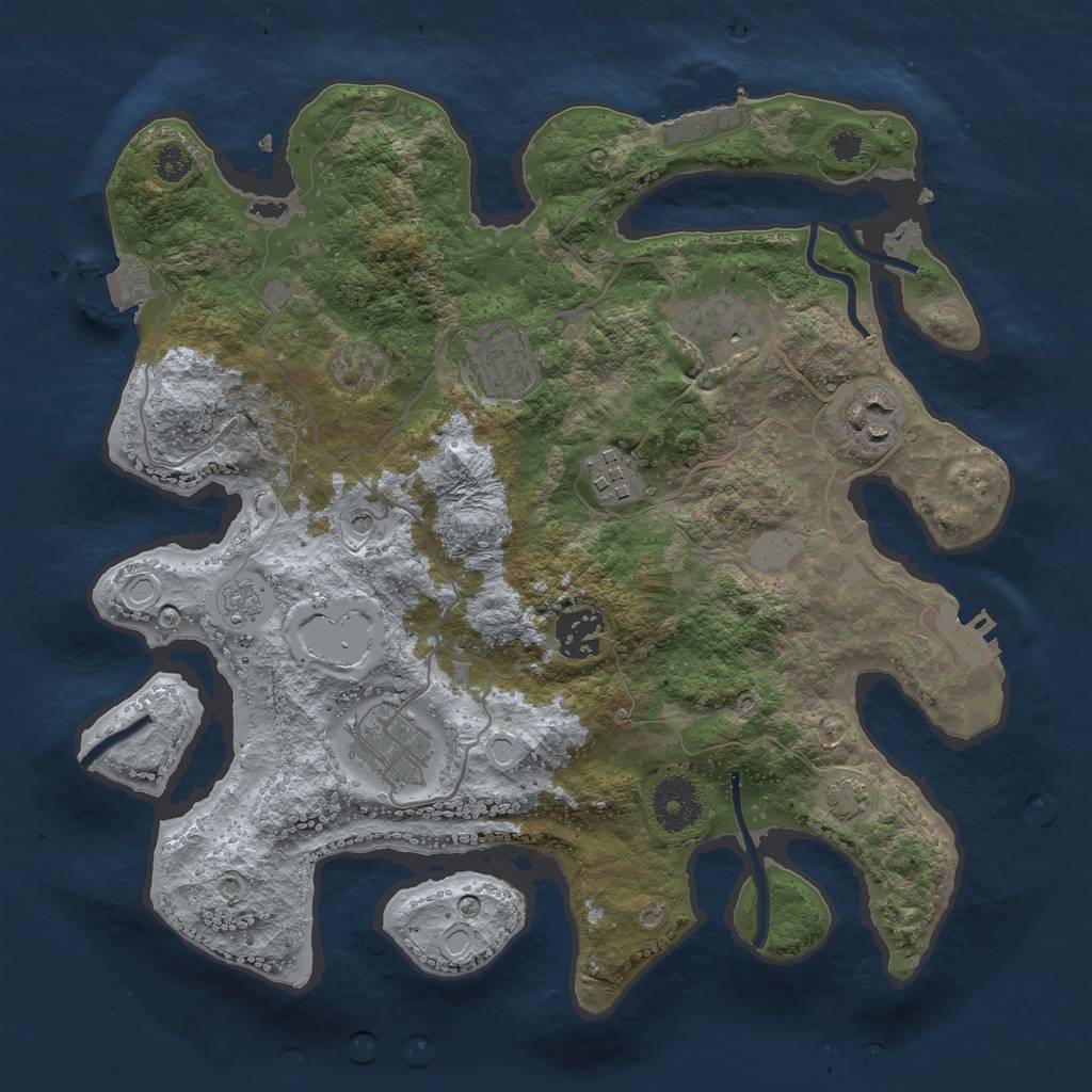 Rust Map: Procedural Map, Size: 3200, Seed: 8572235, 14 Monuments