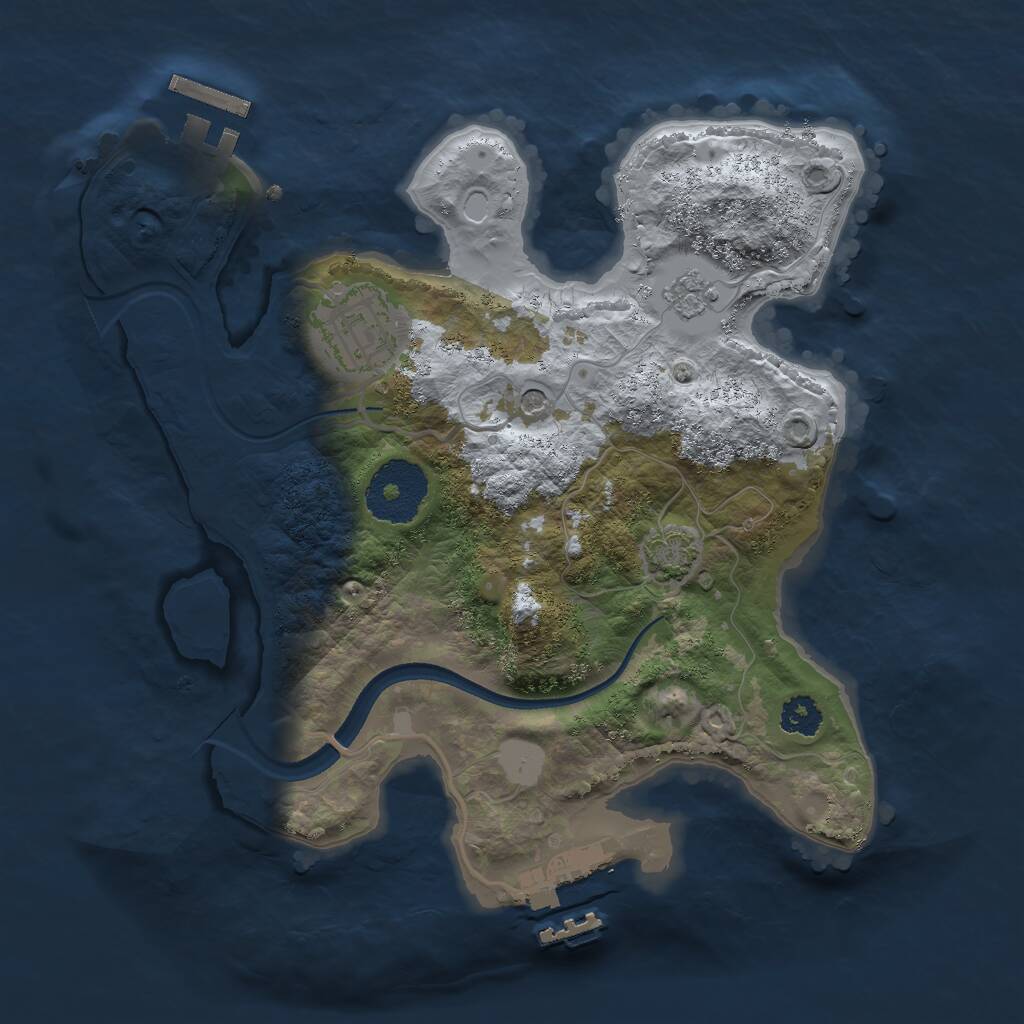 Rust Map: Procedural Map, Size: 2500, Seed: 2135565, 7 Monuments