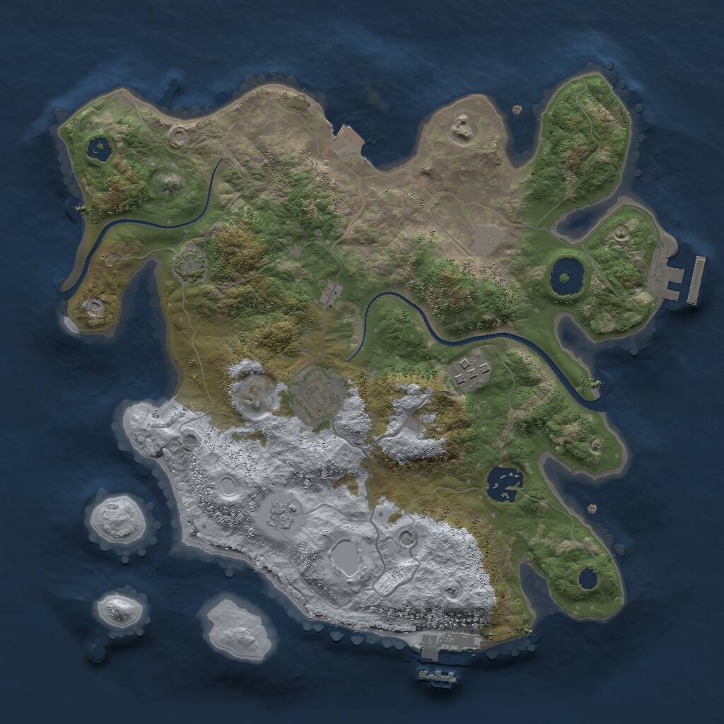 Rust Map: Procedural Map, Size: 3000, Seed: 823195158, 9 Monuments