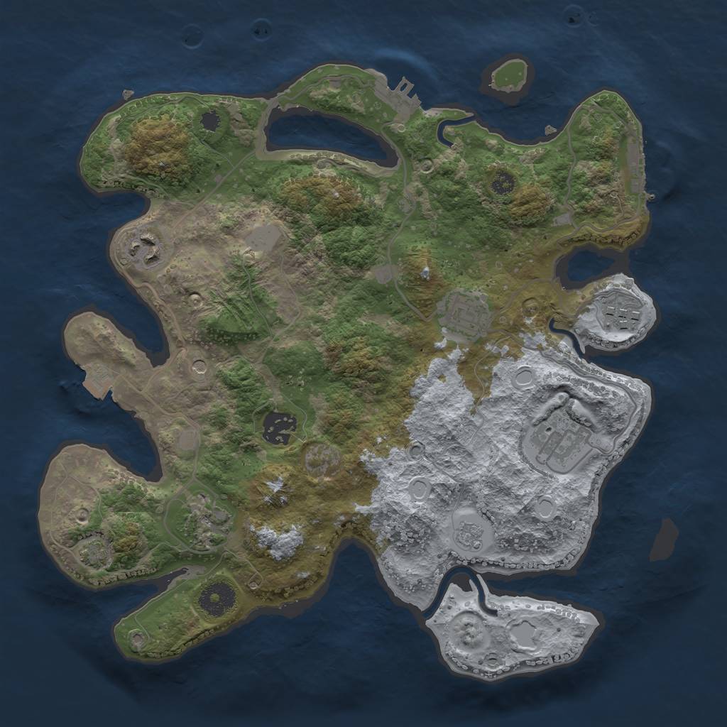 Rust Map: Procedural Map, Size: 3200, Seed: 879205776, 14 Monuments