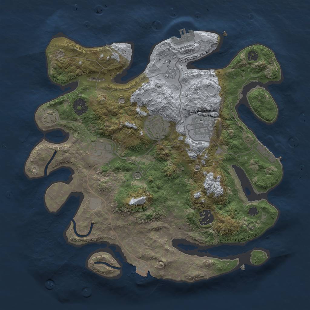 Rust Map: Procedural Map, Size: 3000, Seed: 57933753, 12 Monuments