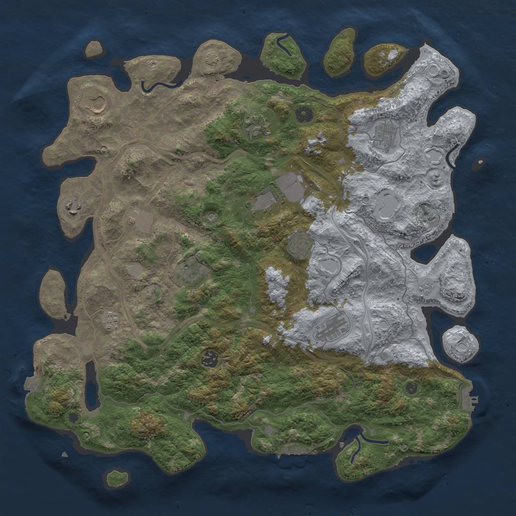 Rust Map: Procedural Map, Size: 4500, Seed: 558037569, 19 Monuments
