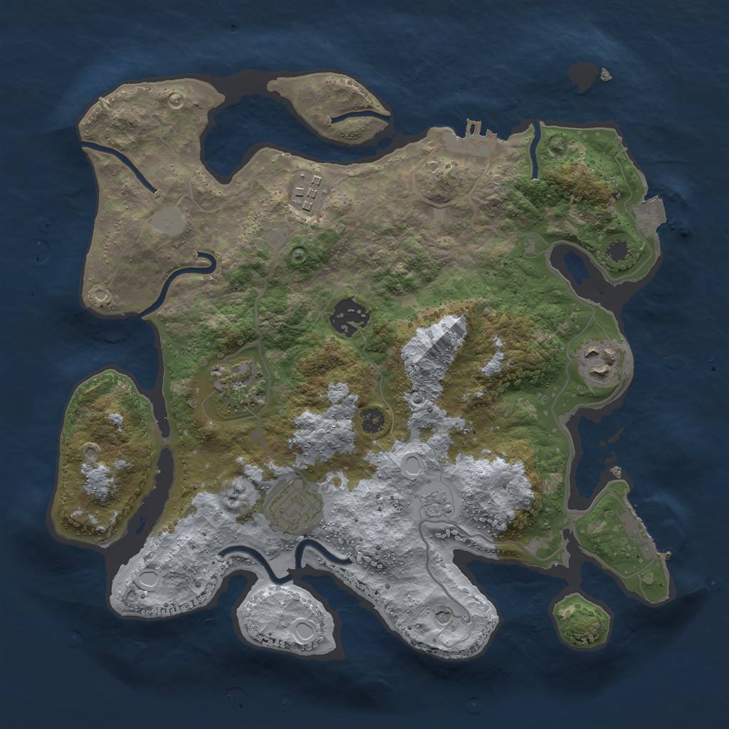 Rust Map: Procedural Map, Size: 3000, Seed: 1024407556, 12 Monuments