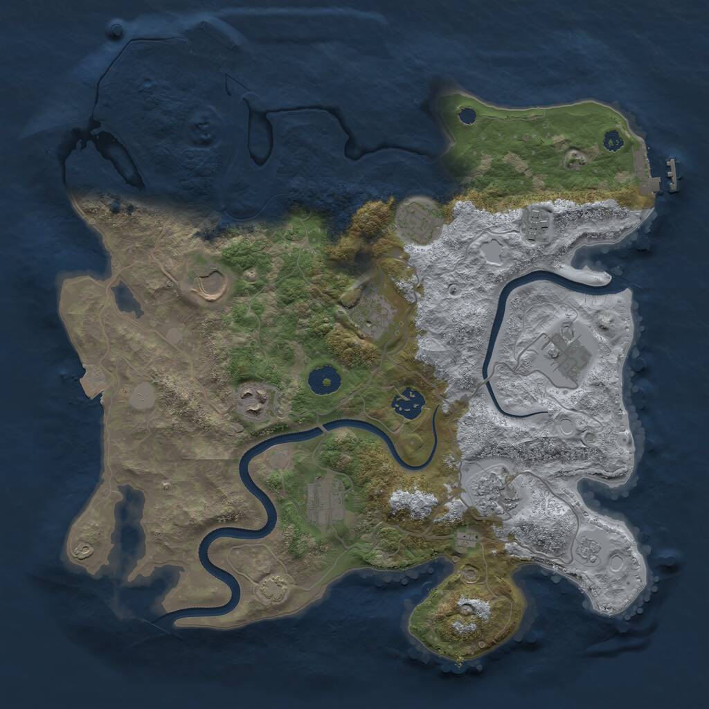 Rust Map: Procedural Map, Size: 3500, Seed: 610034129, 14 Monuments