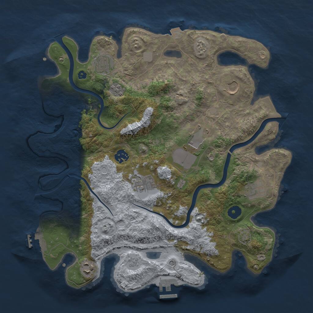 Rust Map: Procedural Map, Size: 3600, Seed: 1764836658, 14 Monuments