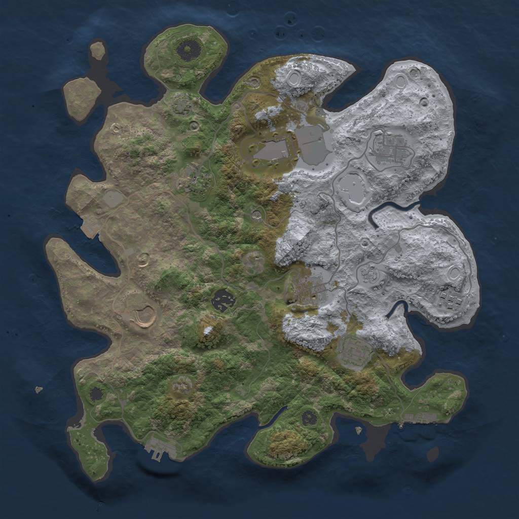 Rust Map: Procedural Map, Size: 3500, Seed: 1245527869, 16 Monuments