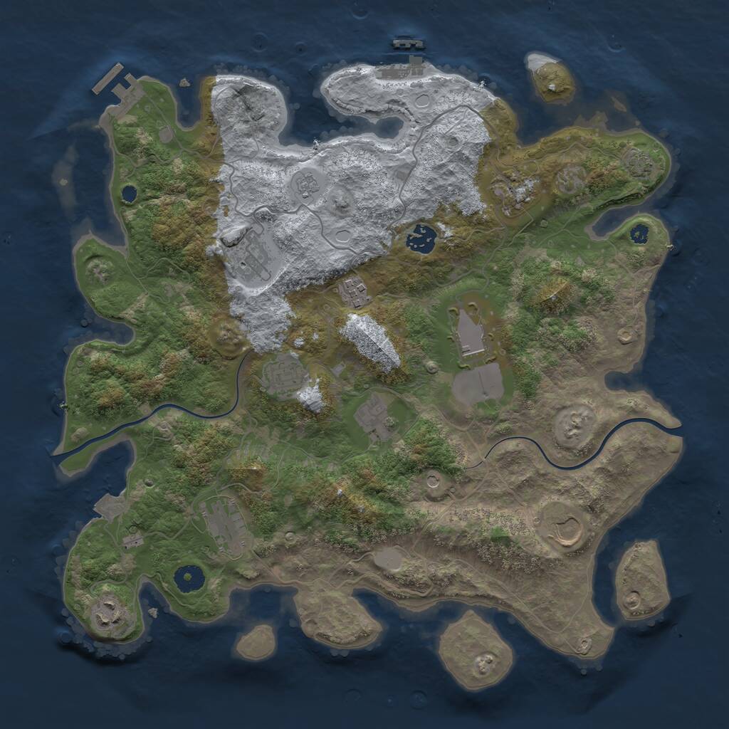 Rust Map: Procedural Map, Size: 3800, Seed: 123333, 16 Monuments