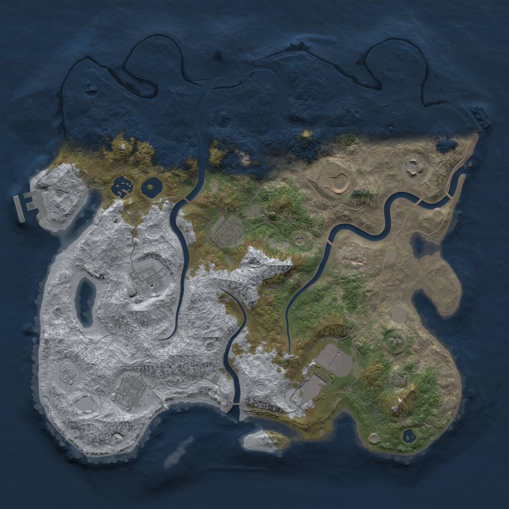 Rust Map: Procedural Map, Size: 3750, Seed: 3453, 14 Monuments