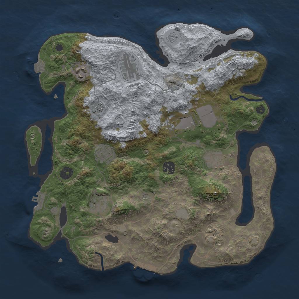 Rust Map: Procedural Map, Size: 3500, Seed: 2039637324, 17 Monuments