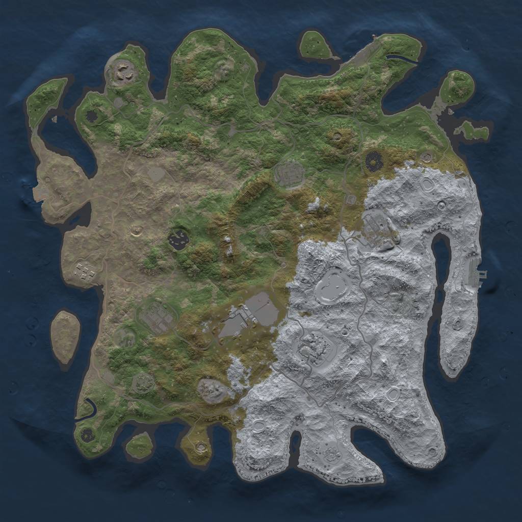 Rust Map: Procedural Map, Size: 4000, Seed: 154921, 16 Monuments