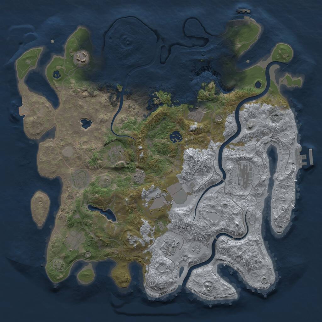 Rust Map: Procedural Map, Size: 4000, Seed: 154921, 16 Monuments