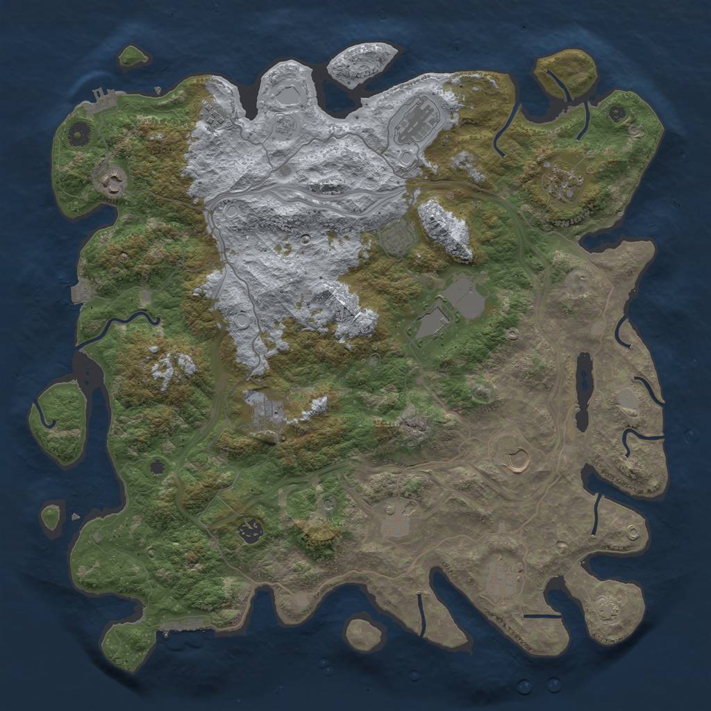 Rust Map: Procedural Map, Size: 4500, Seed: 22343454, 19 Monuments