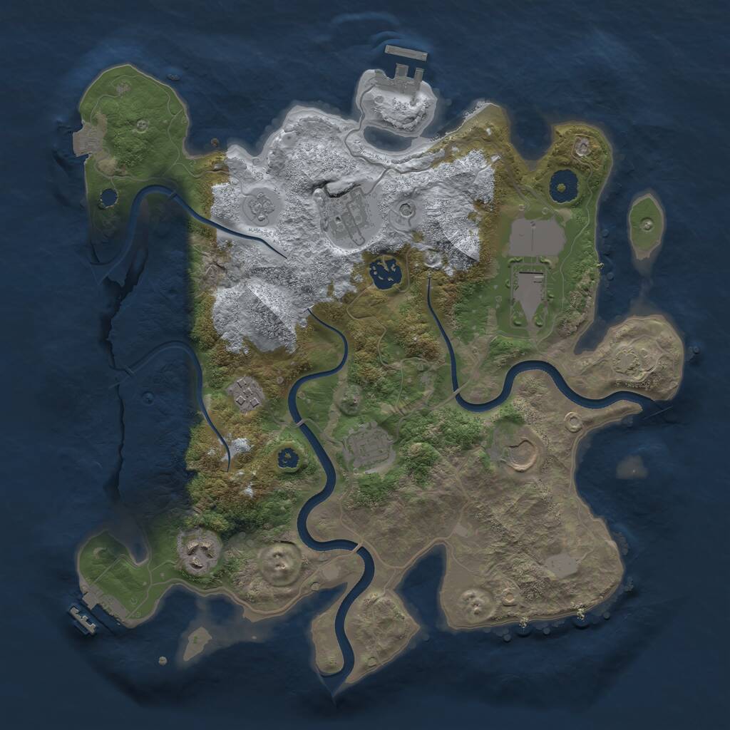Rust Map: Procedural Map, Size: 3500, Seed: 1399186642, 13 Monuments