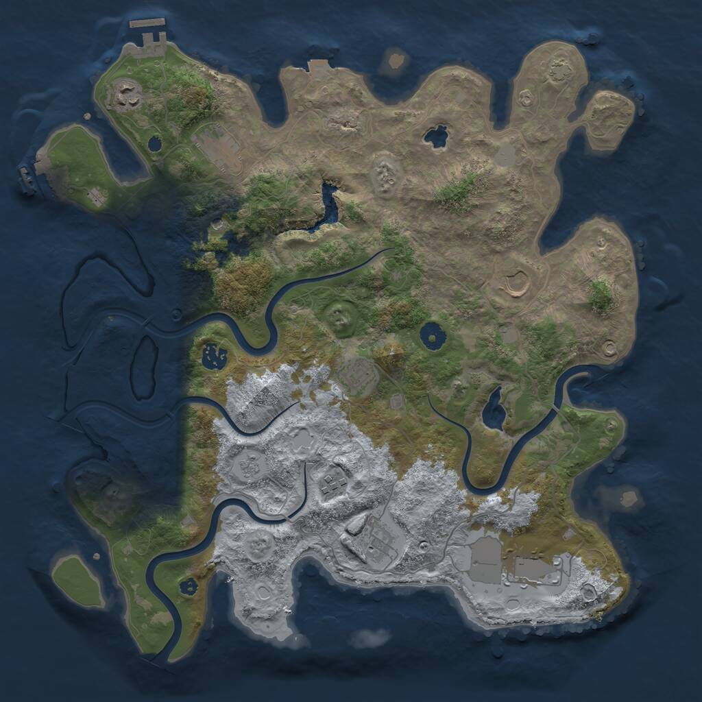 Rust Map: Procedural Map, Size: 4000, Seed: 55635322, 14 Monuments