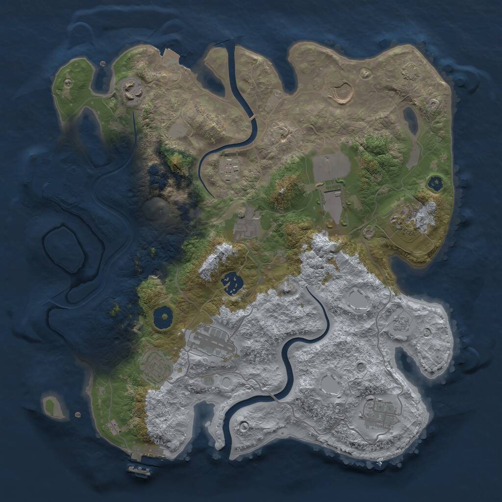 Rust Map: Procedural Map, Size: 3500, Seed: 1301547489, 16 Monuments