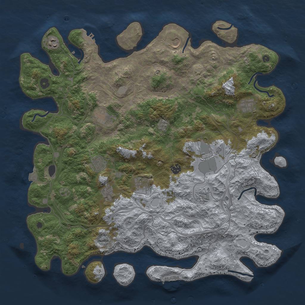 Rust Map: Procedural Map, Size: 4500, Seed: 347020524, 19 Monuments