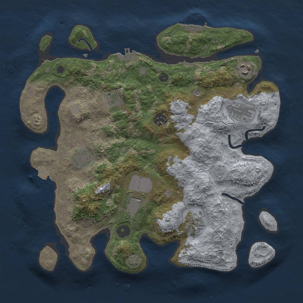 Rust Map: Procedural Map, Size: 3500, Seed: 892608896, 15 Monuments