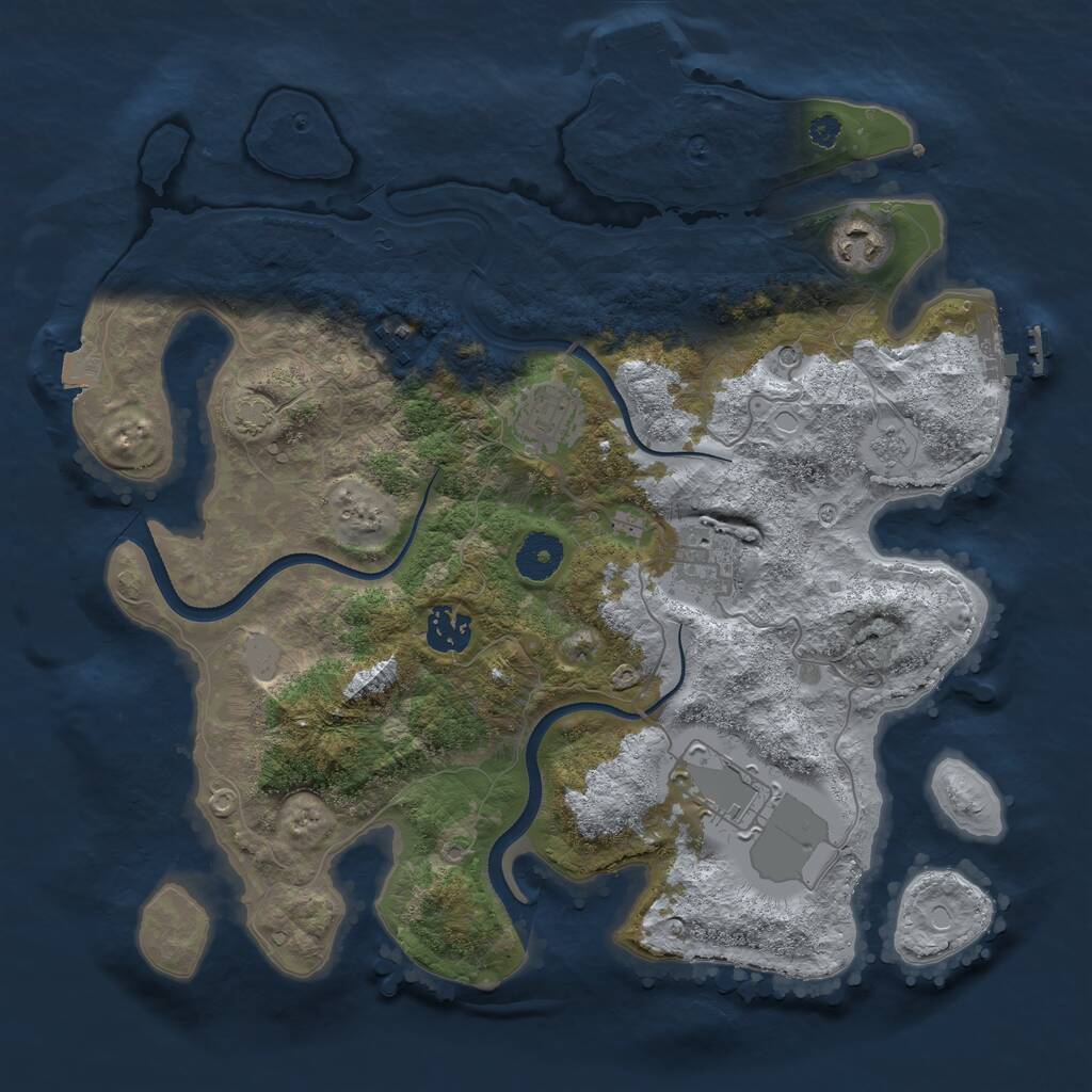 Rust Map: Procedural Map, Size: 3500, Seed: 892608896, 12 Monuments