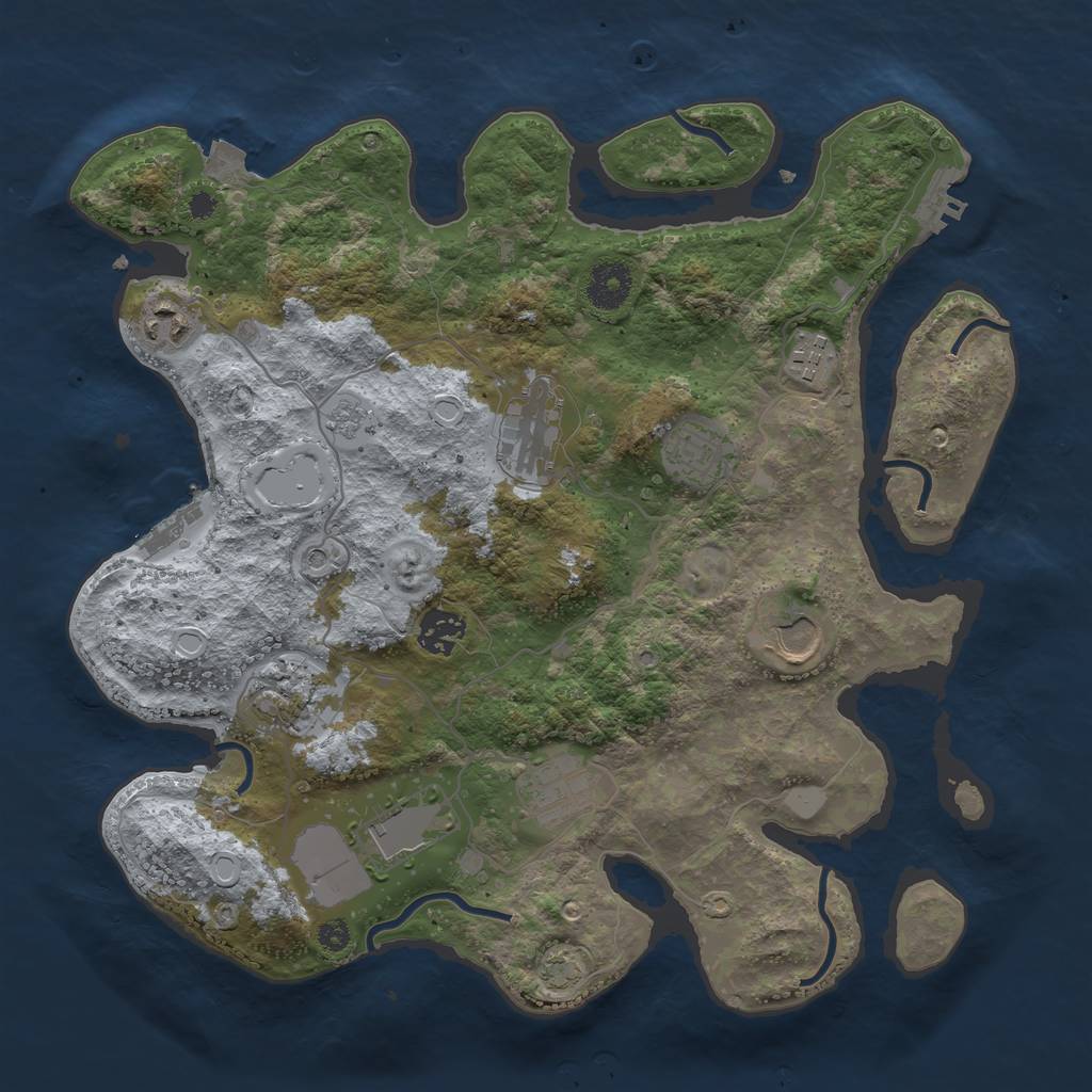 Rust Map: Procedural Map, Size: 3500, Seed: 413095403, 17 Monuments