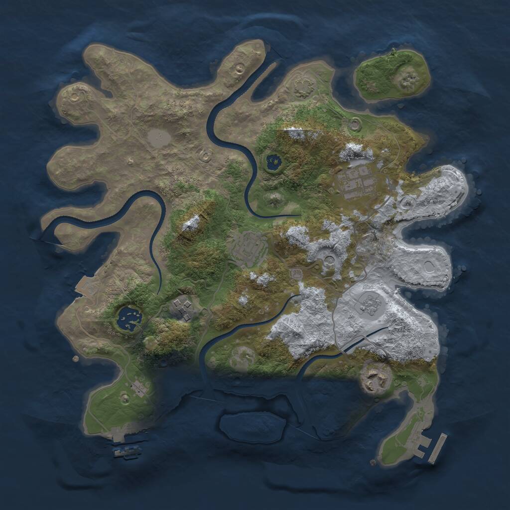 Rust Map: Procedural Map, Size: 3200, Seed: 234590823, 11 Monuments