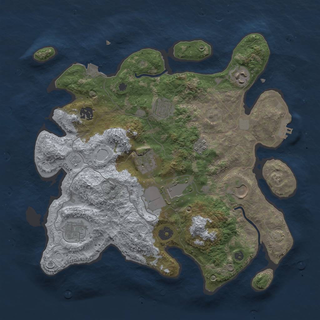 Rust Map: Procedural Map, Size: 3500, Seed: 412644546, 14 Monuments