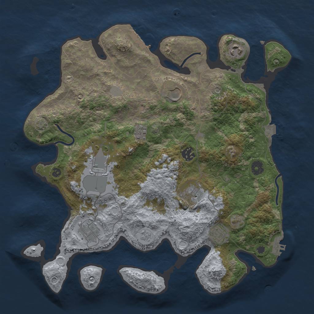 Rust Map: Procedural Map, Size: 3500, Seed: 388164640, 16 Monuments
