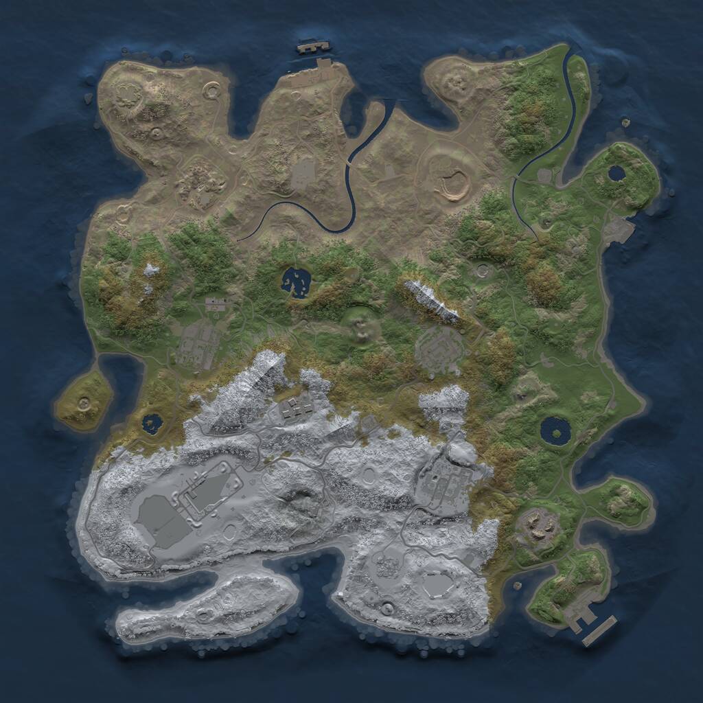 Rust Map: Procedural Map, Size: 3500, Seed: 989499974, 15 Monuments