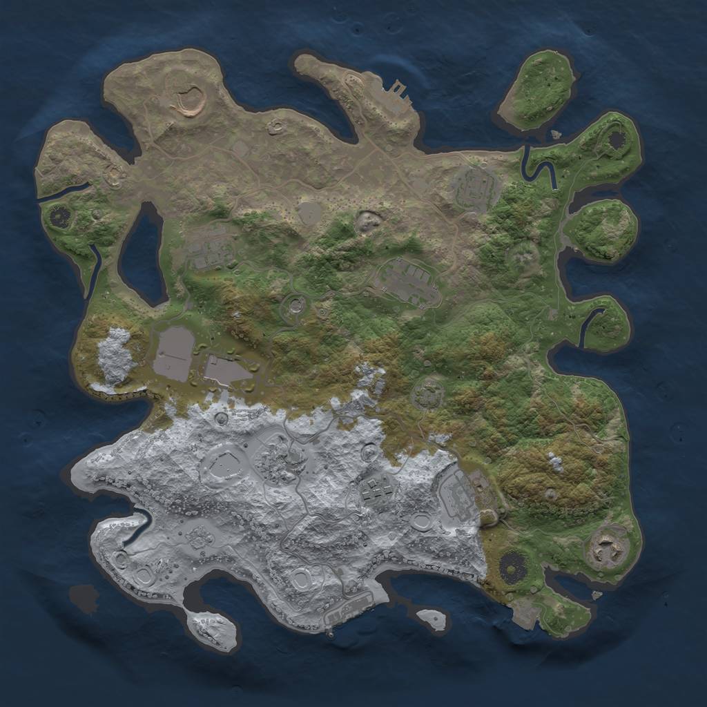 Rust Map: Procedural Map, Size: 3500, Seed: 1956673724, 17 Monuments
