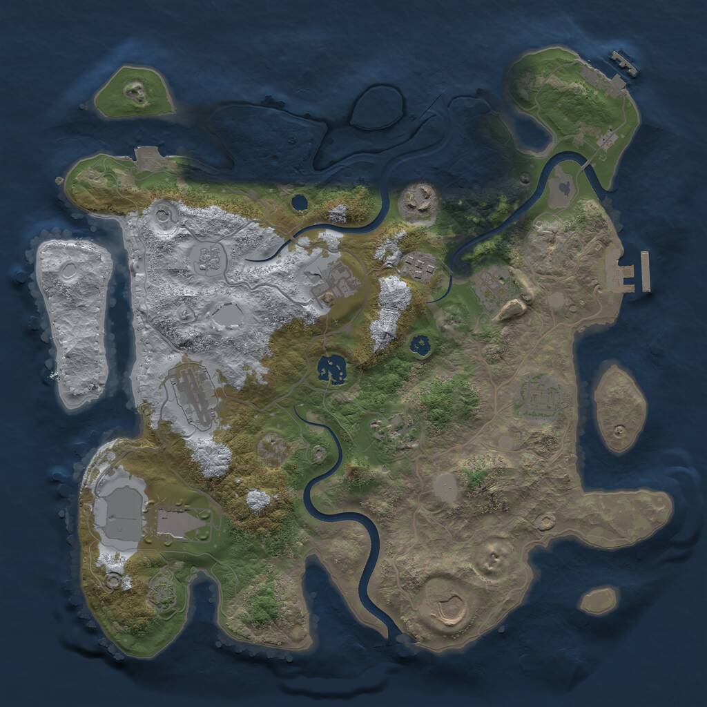 Rust Map: Procedural Map, Size: 3500, Seed: 137371086, 16 Monuments