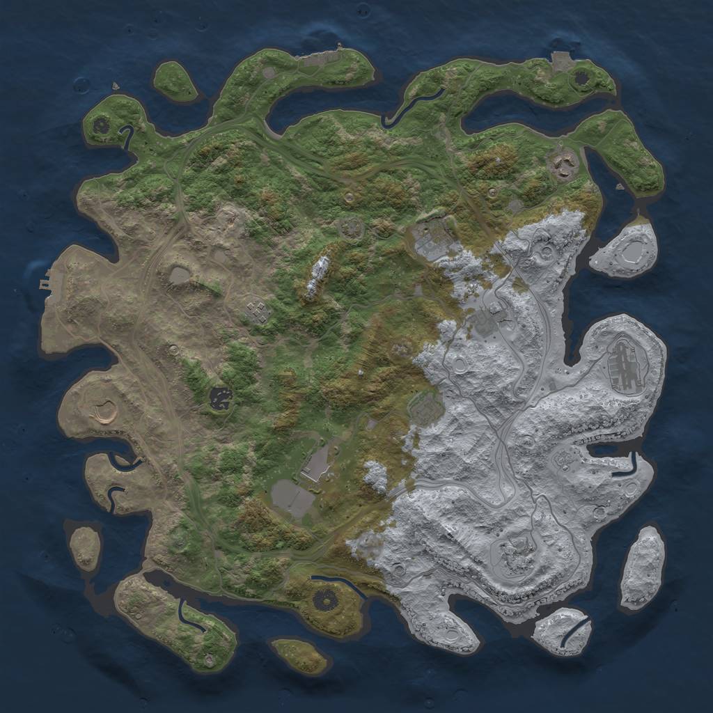 Rust Map: Procedural Map, Size: 4500, Seed: 46568, 18 Monuments